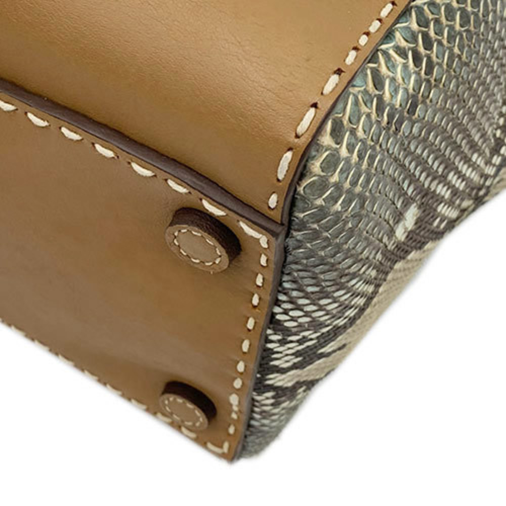 Prada 2way Silver Handbag Python Shoulder Leather… - image 5